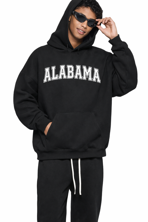 Alabama State Pride Hoodie in Black / White — lifestyle 1