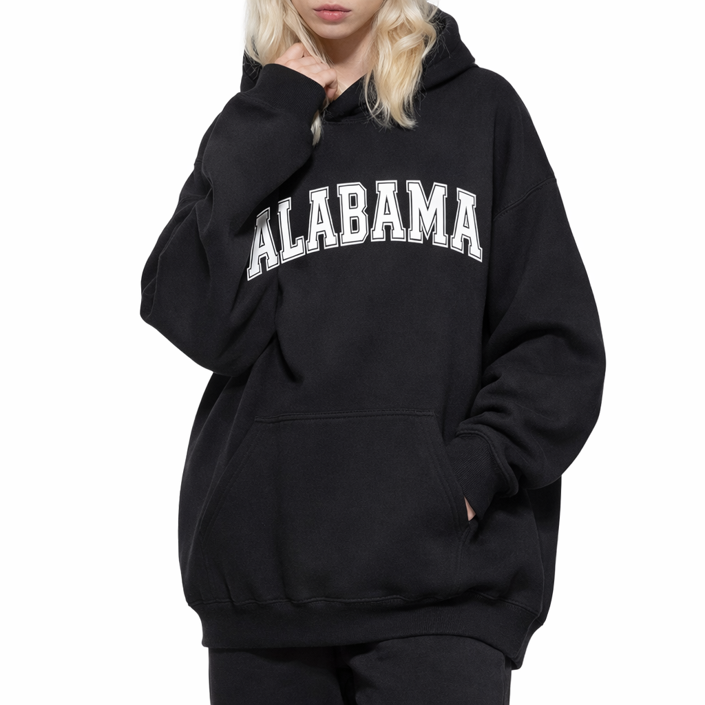Alabama State Pride Hoodie in Black / White — lifestyle 2