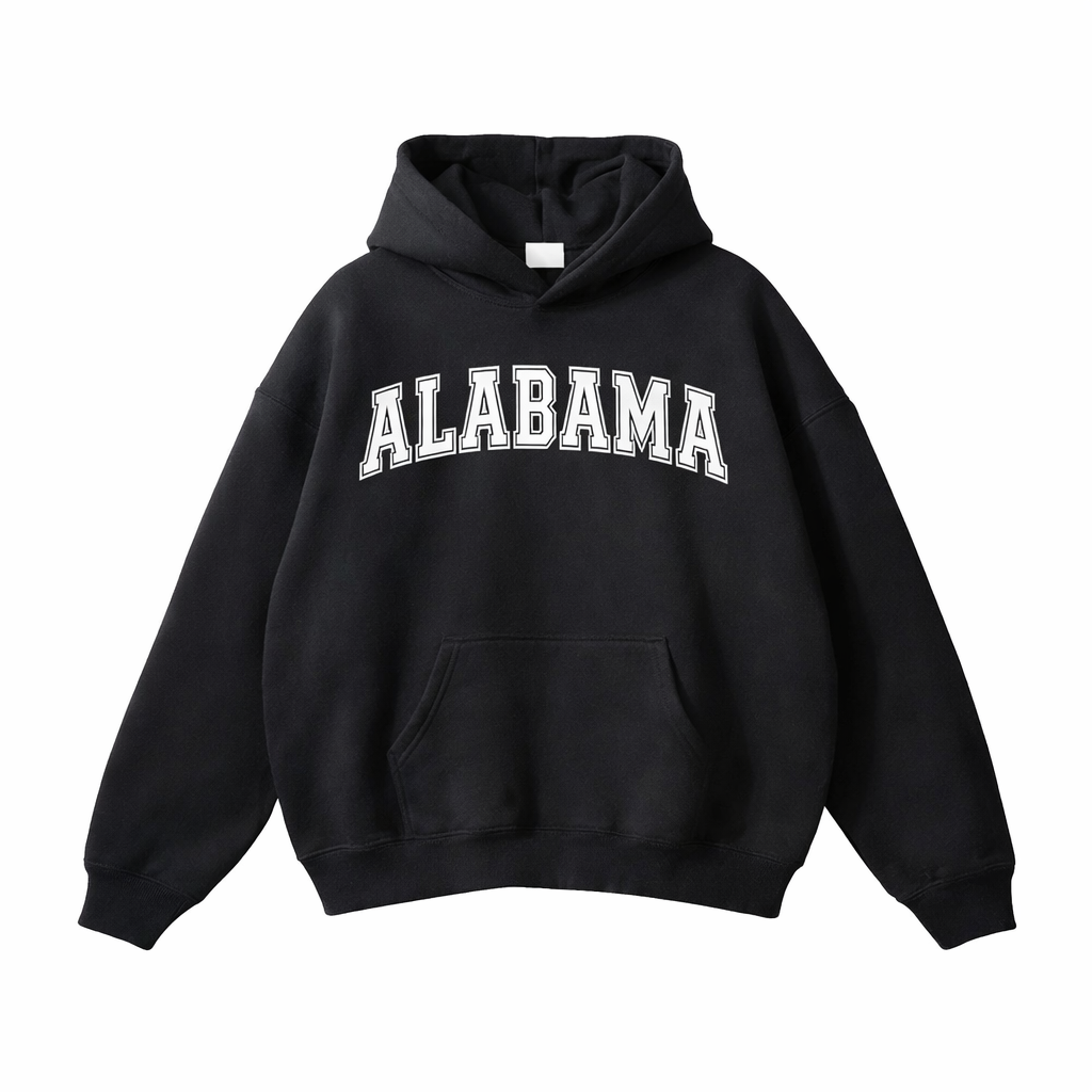 Alabama State Pride Hoodie in Black / White