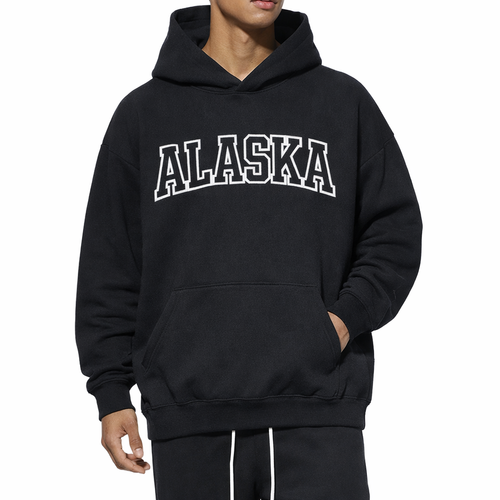 Alaska State Pride Hoodie in Black / White — lifestyle 1