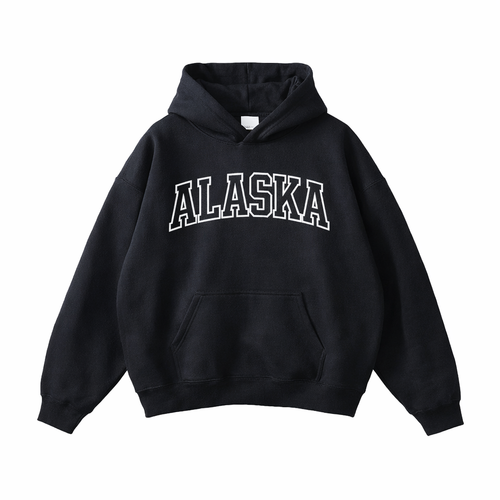 Alaska State Pride Hoodie in Black / White