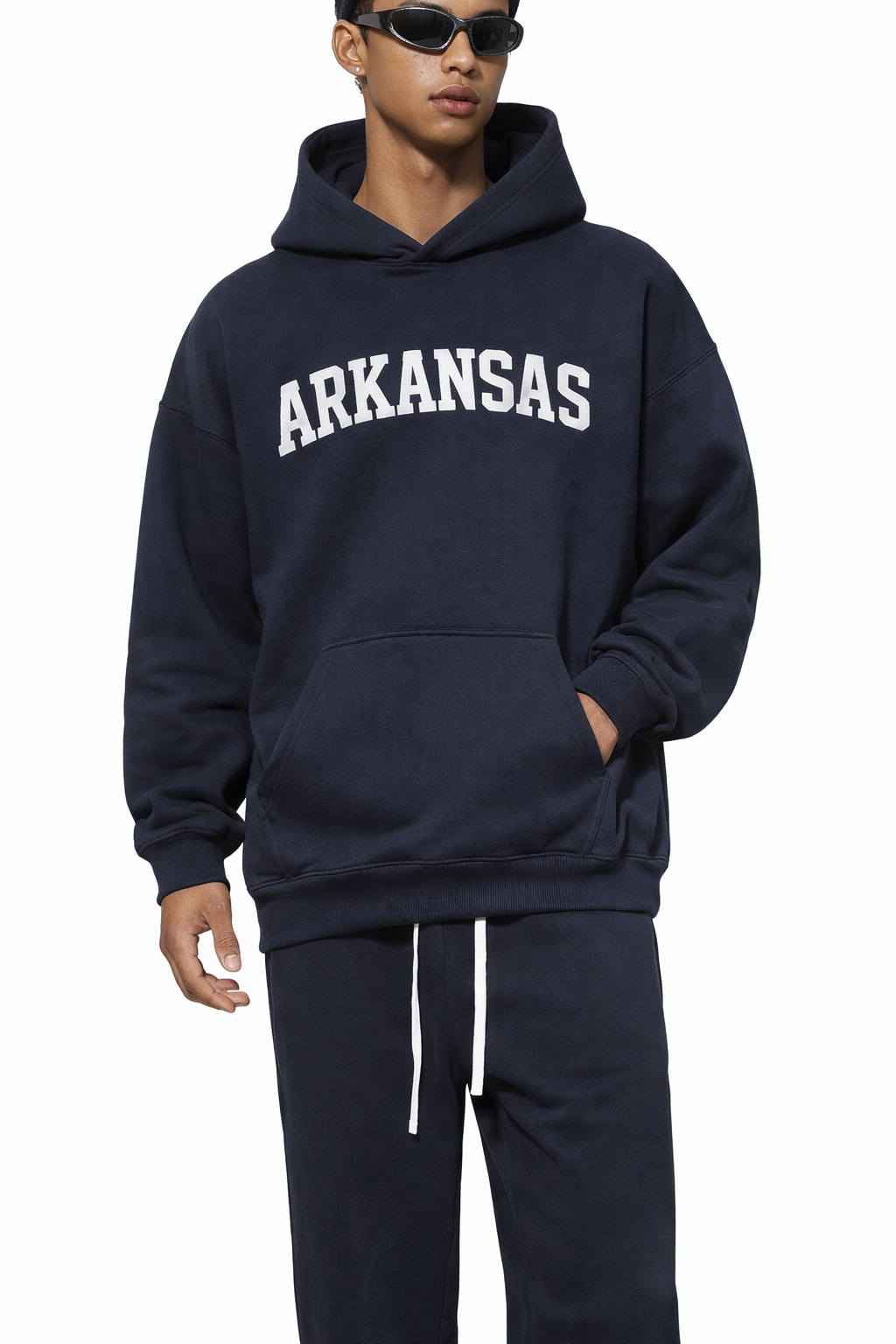Arkansas State Pride Hoodie in Black / White — lifestyle 1