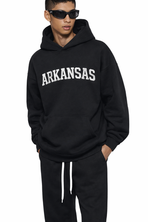 Arkansas State Pride Hoodie in Black / White — lifestyle 2