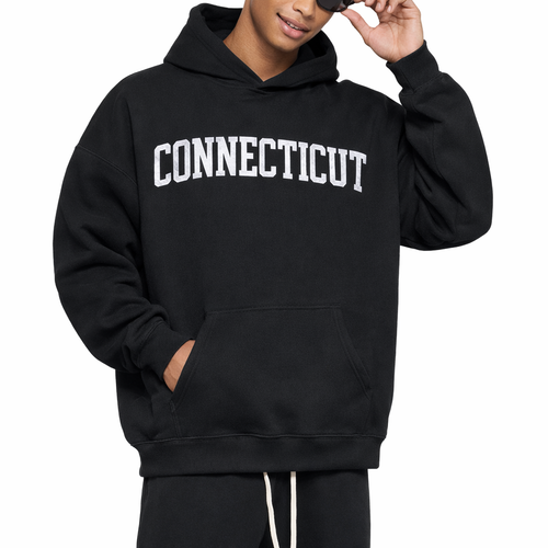 Connecticut State Pride Hoodie in Black / White — lifestyle 1