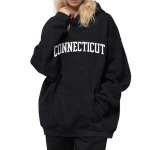 Connecticut State Pride Hoodie in Black / White — lifestyle 2