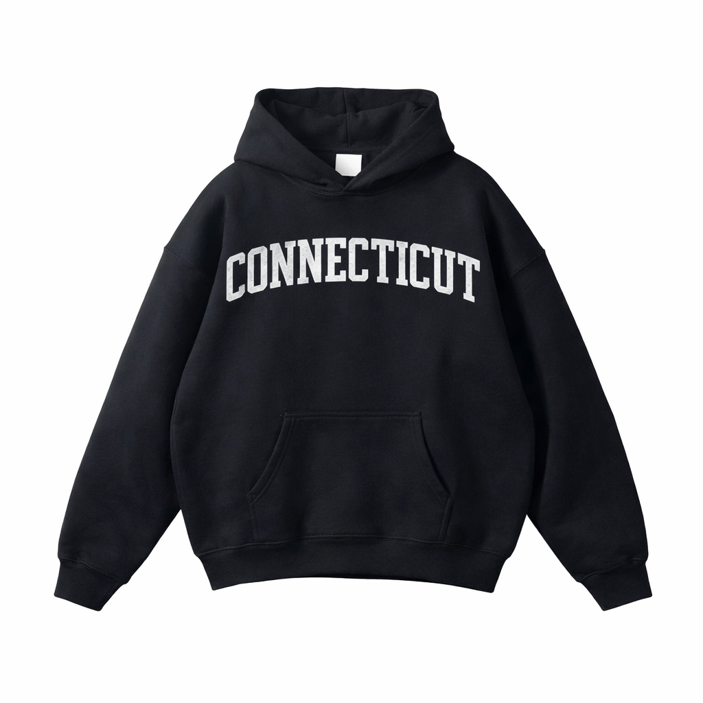 Connecticut State Pride Hoodie in Black / White
