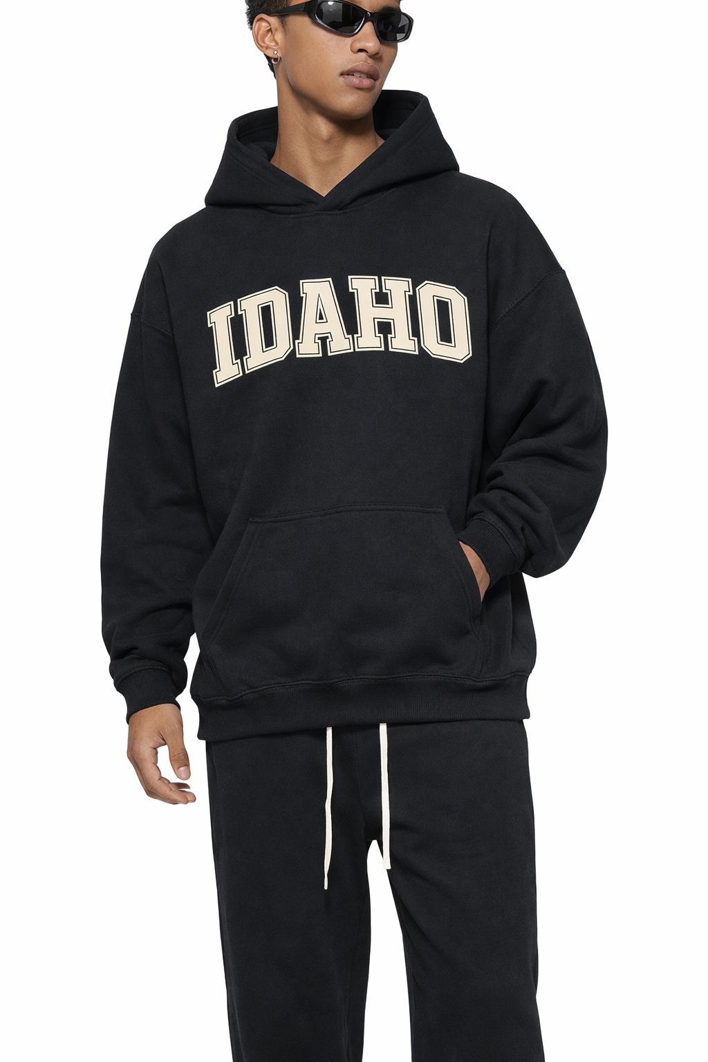 Idaho State Pride Hoodie in Black / White — lifestyle 1