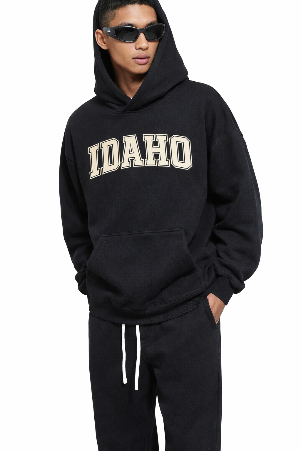 Idaho State Pride Hoodie in Black / White — lifestyle 2
