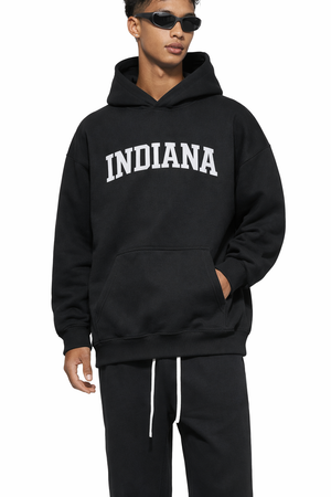 Indiana State Pride Hoodie in Black / White — lifestyle 1