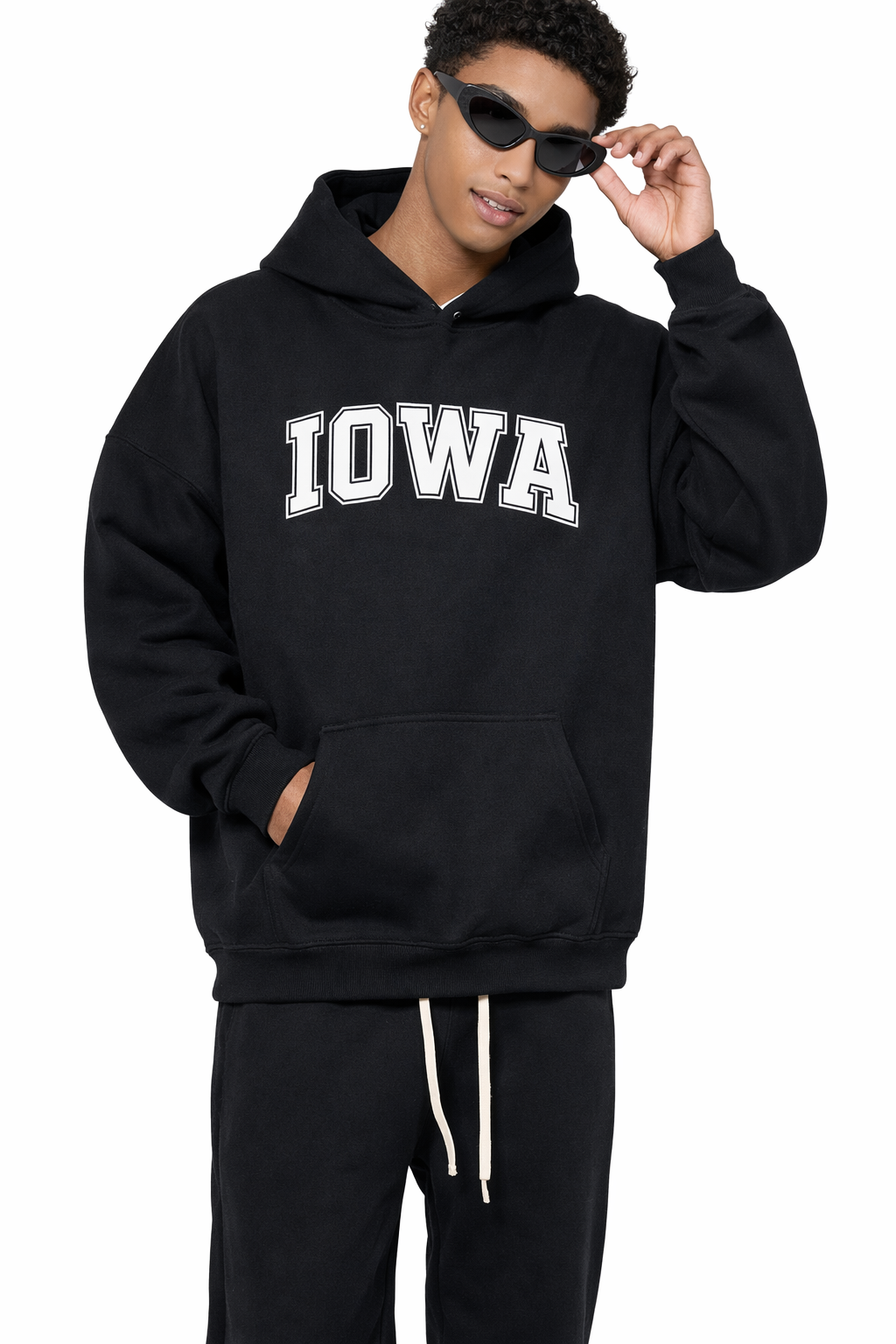 Iowa State Pride Hoodie in Black / White — lifestyle 1