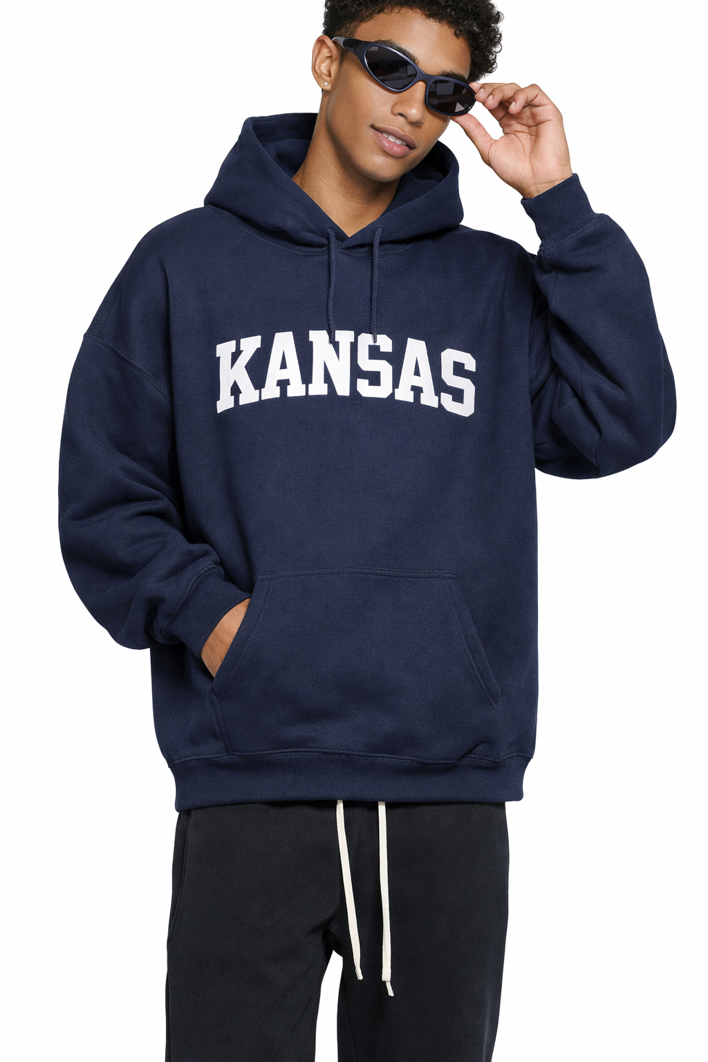 Kansas State Pride Hoodie in Black / White — lifestyle 1