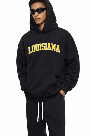 Louisiana State Pride Hoodie in Black / Gold — lifestyle 2