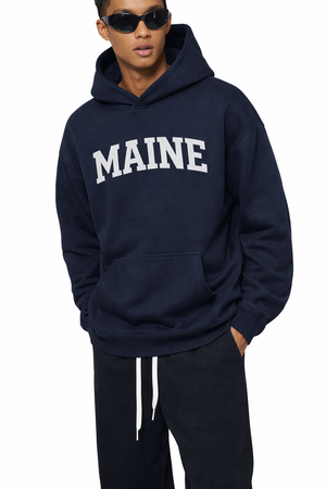 Maine State Pride Hoodie in Black / White — lifestyle 2