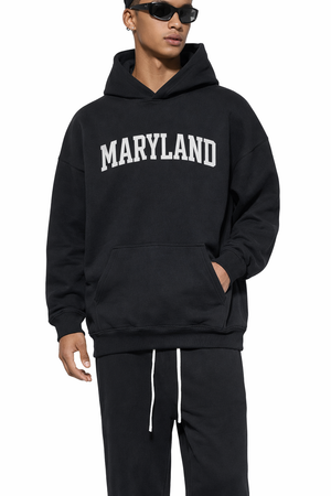 Maryland State Pride Hoodie in Black / White — lifestyle 1