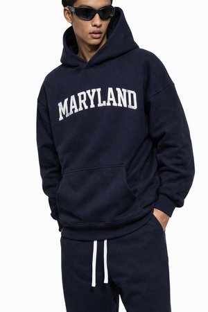 Maryland State Pride Hoodie in Black / White — lifestyle 2