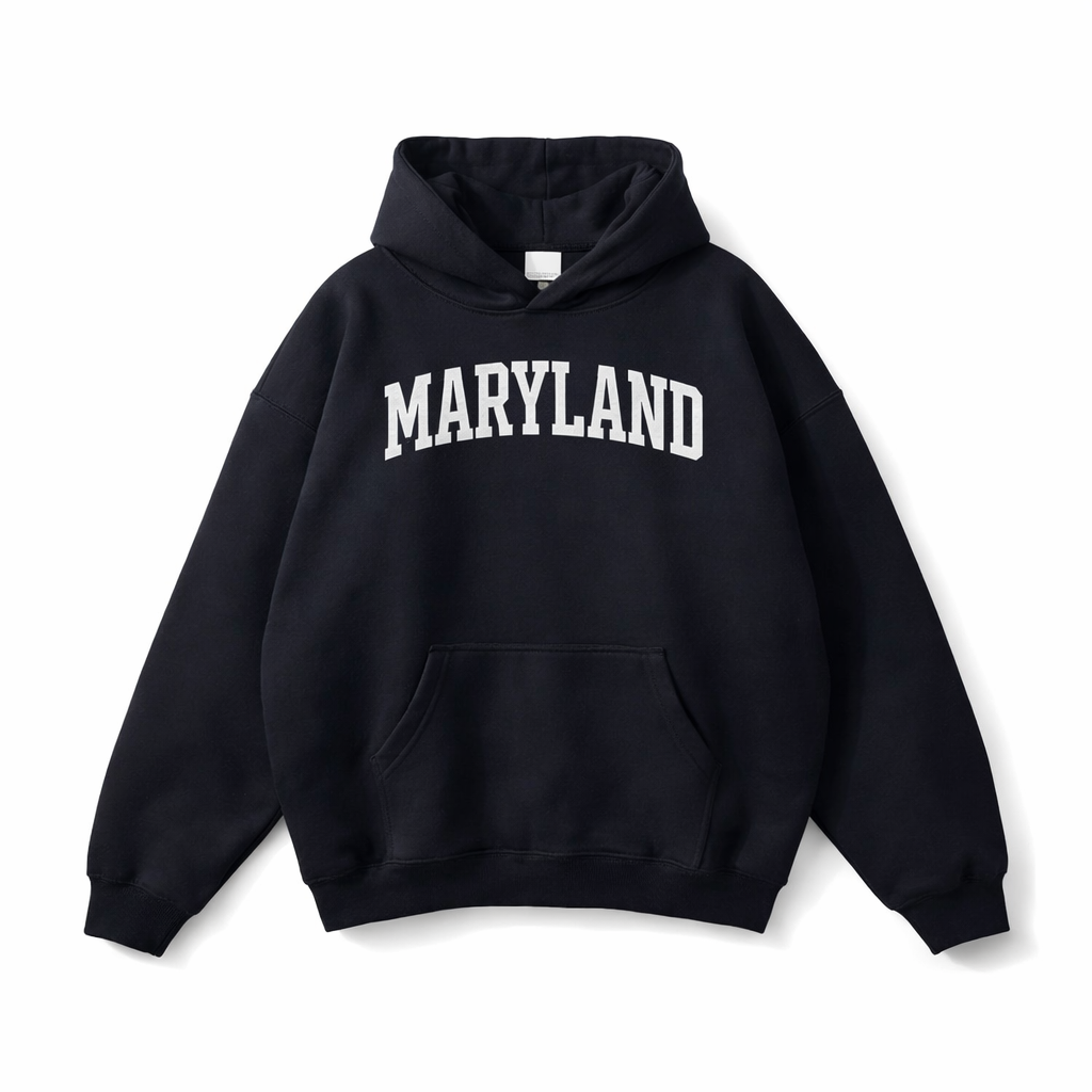 Maryland State Pride Hoodie in Black / White