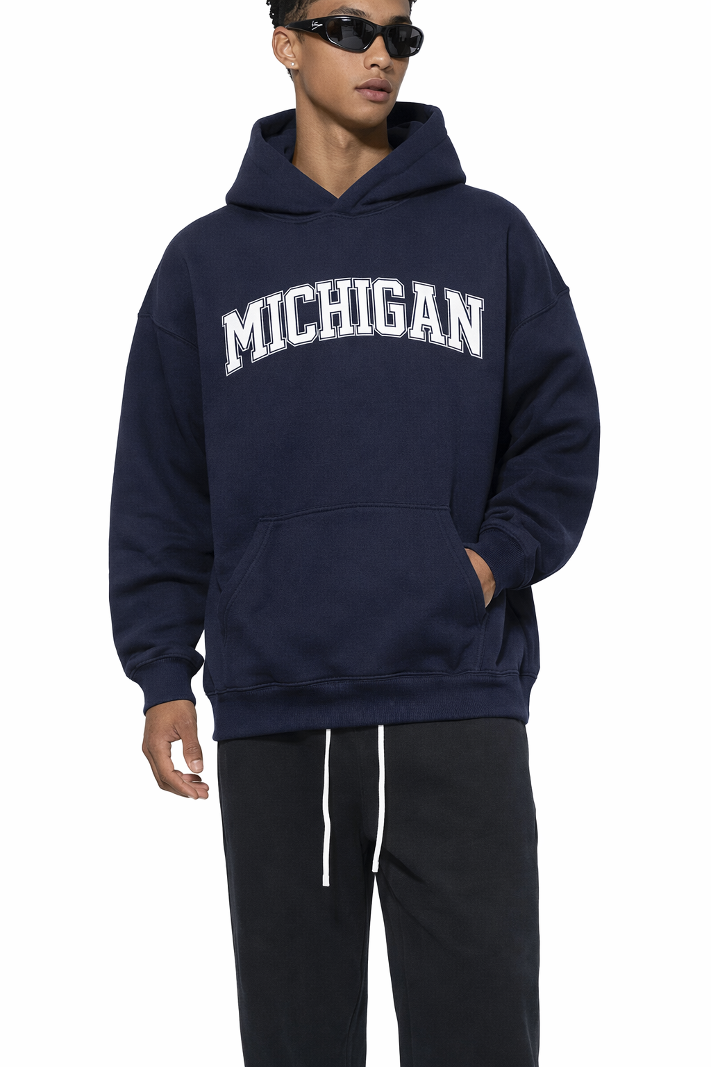 Michigan State Pride Hoodie in Black / White — lifestyle 1