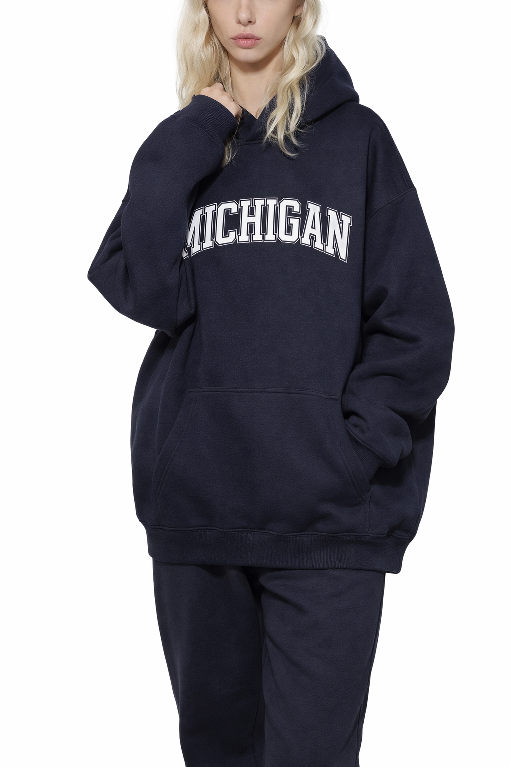Michigan State Pride Hoodie in Black / White — lifestyle 2