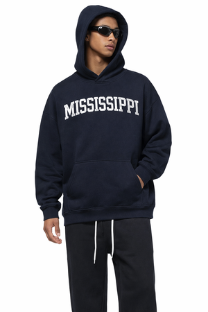Mississippi State Pride Hoodie in Black / White — lifestyle 1