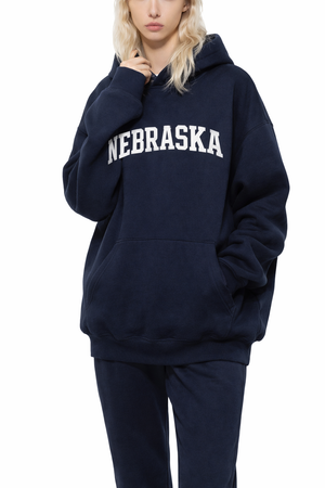 Nebraska State Pride Hoodie in Black / White — lifestyle 2