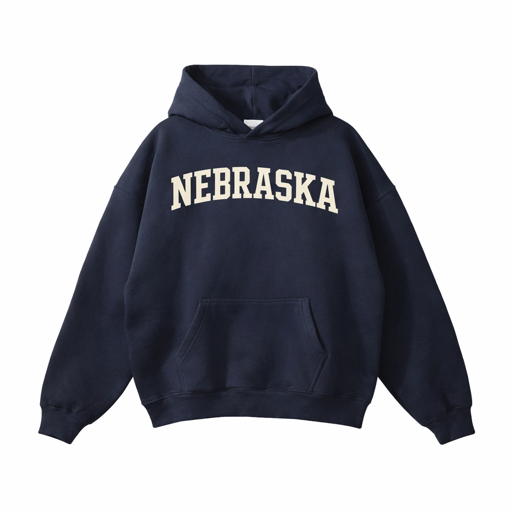 Nebraska State Pride Hoodie in Black / White