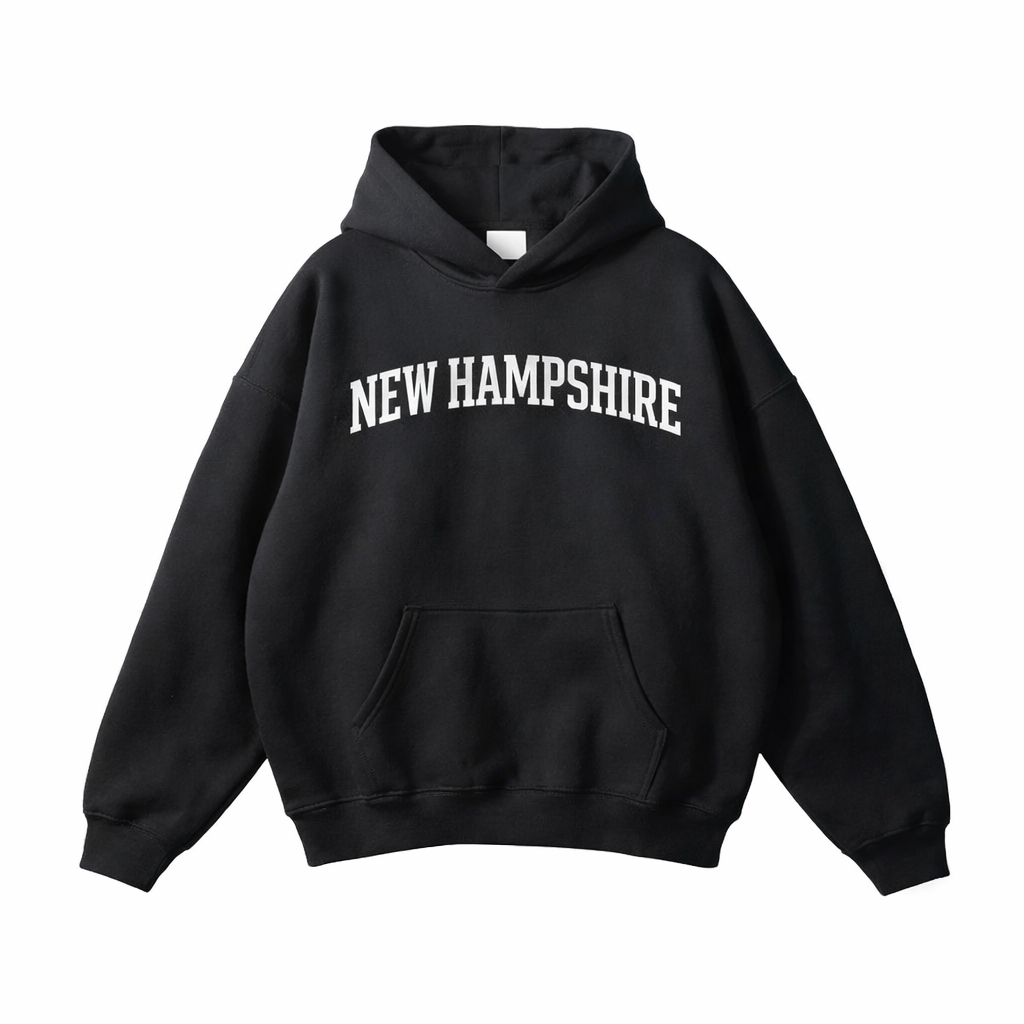 New Hampshire State Pride Hoodie in Black / White