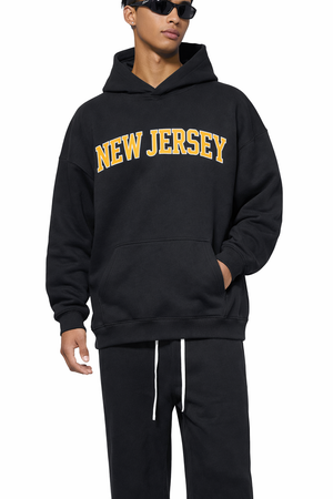 New Jersey State Pride Hoodie in Black / Yellow — lifestyle 1