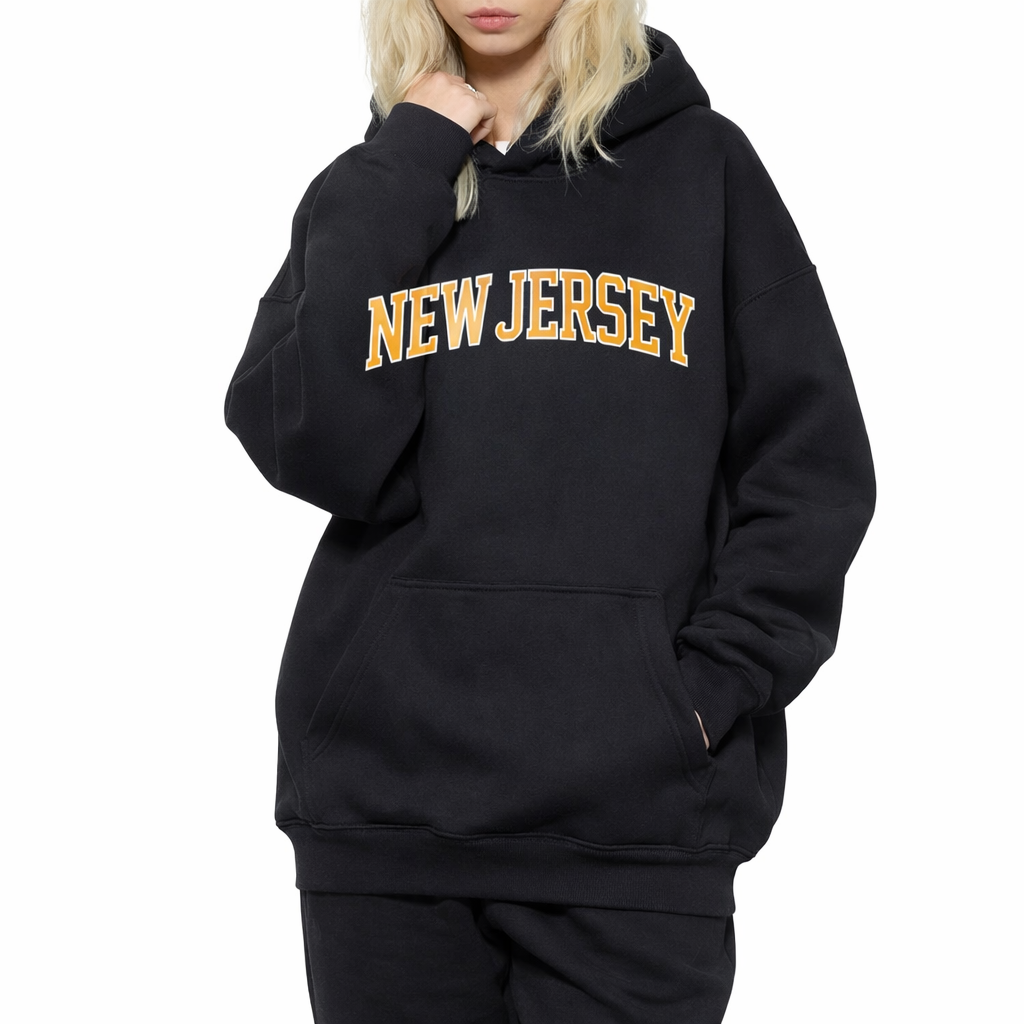 New Jersey State Pride Hoodie in Black / Yellow — lifestyle 2