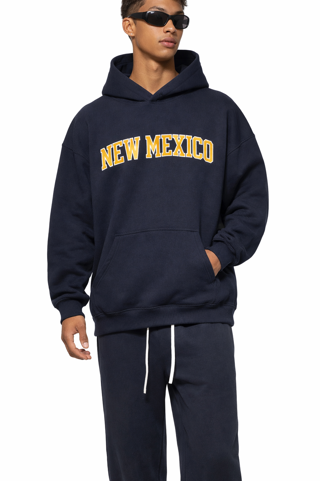 New Mexico State Pride Hoodie in Black / Yellow — lifestyle 1