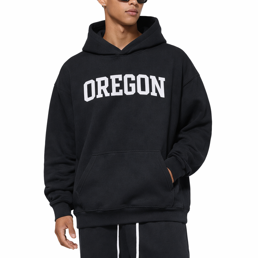 Oregon State Pride Hoodie in Black / White — lifestyle 1