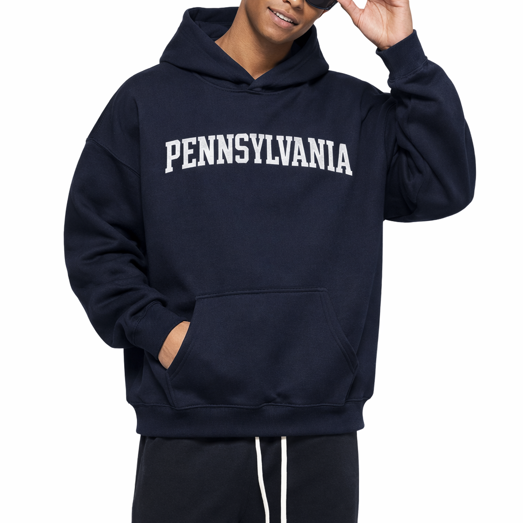 Pennsylvania State Pride Hoodie in Black / White — lifestyle 1