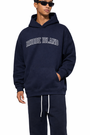 Rhode Island State Pride Hoodie in Black / White — lifestyle 1