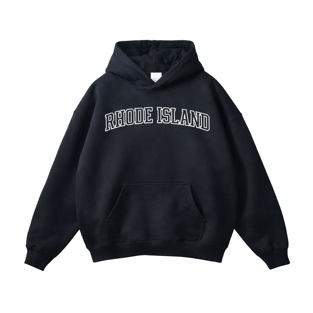 Rhode Island State Pride Hoodie in Black / White