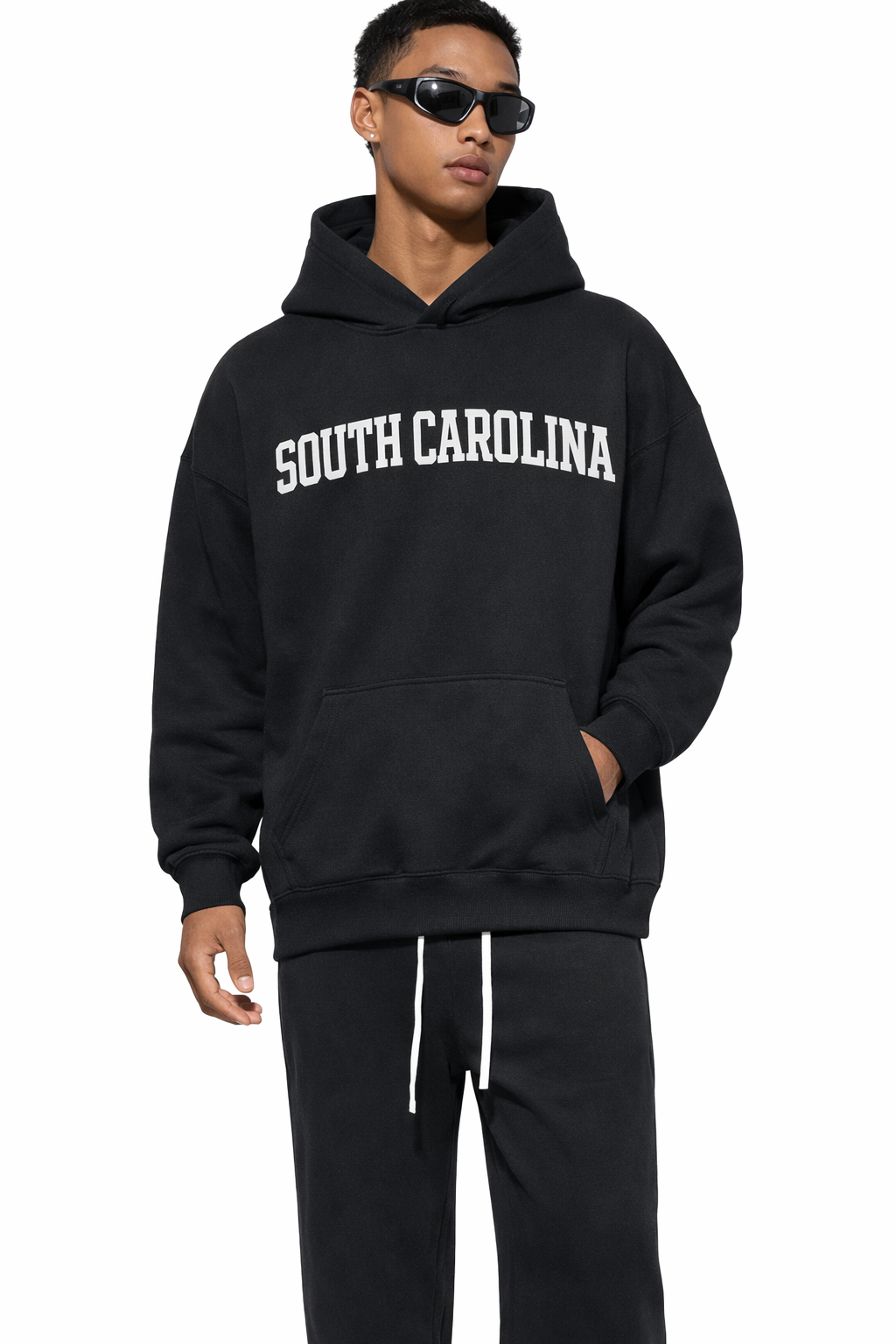 South Carolina State Pride Hoodie in Black / White — lifestyle 1