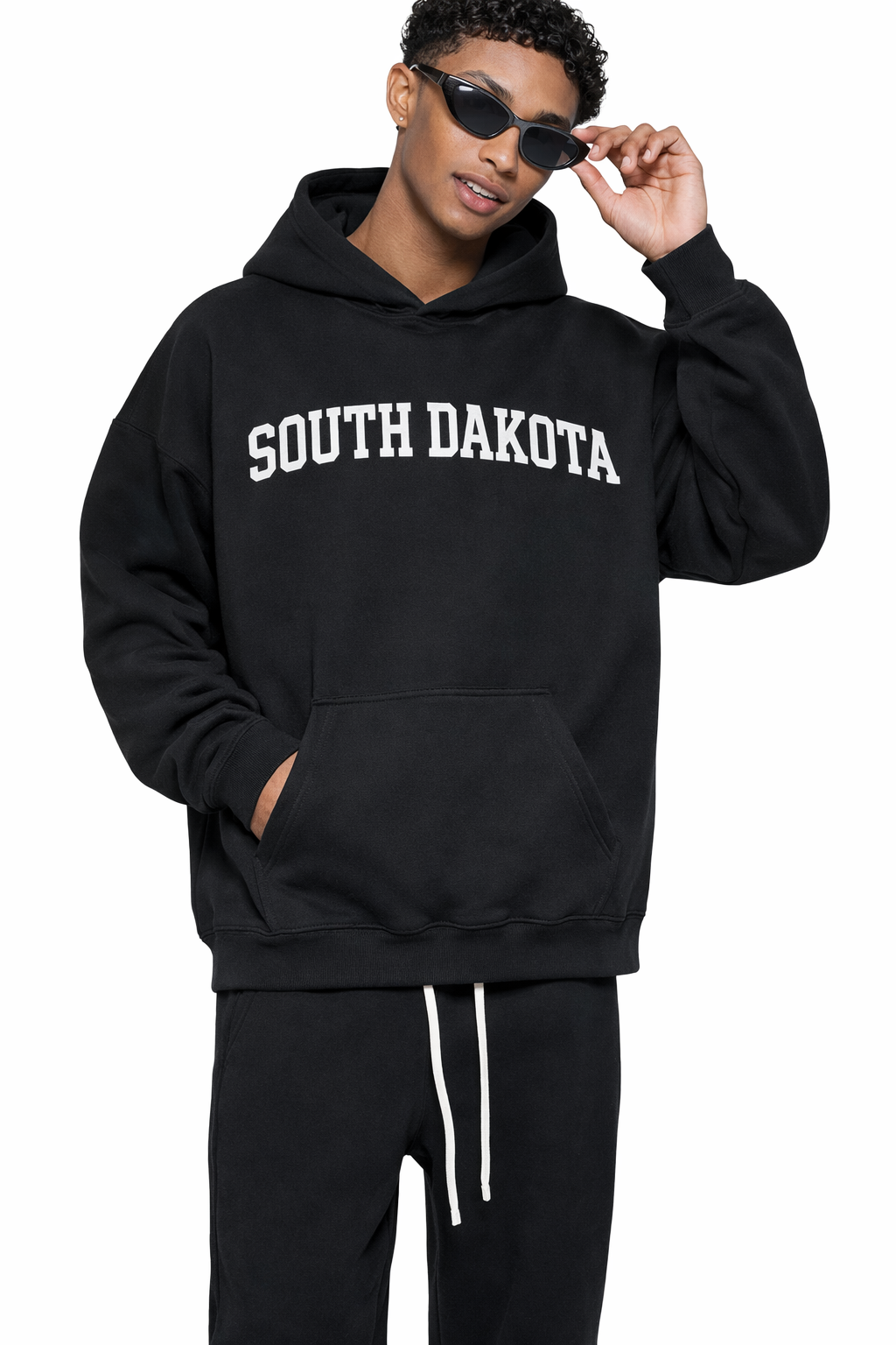 South Dakota State Pride Hoodie in Black / White — lifestyle 1