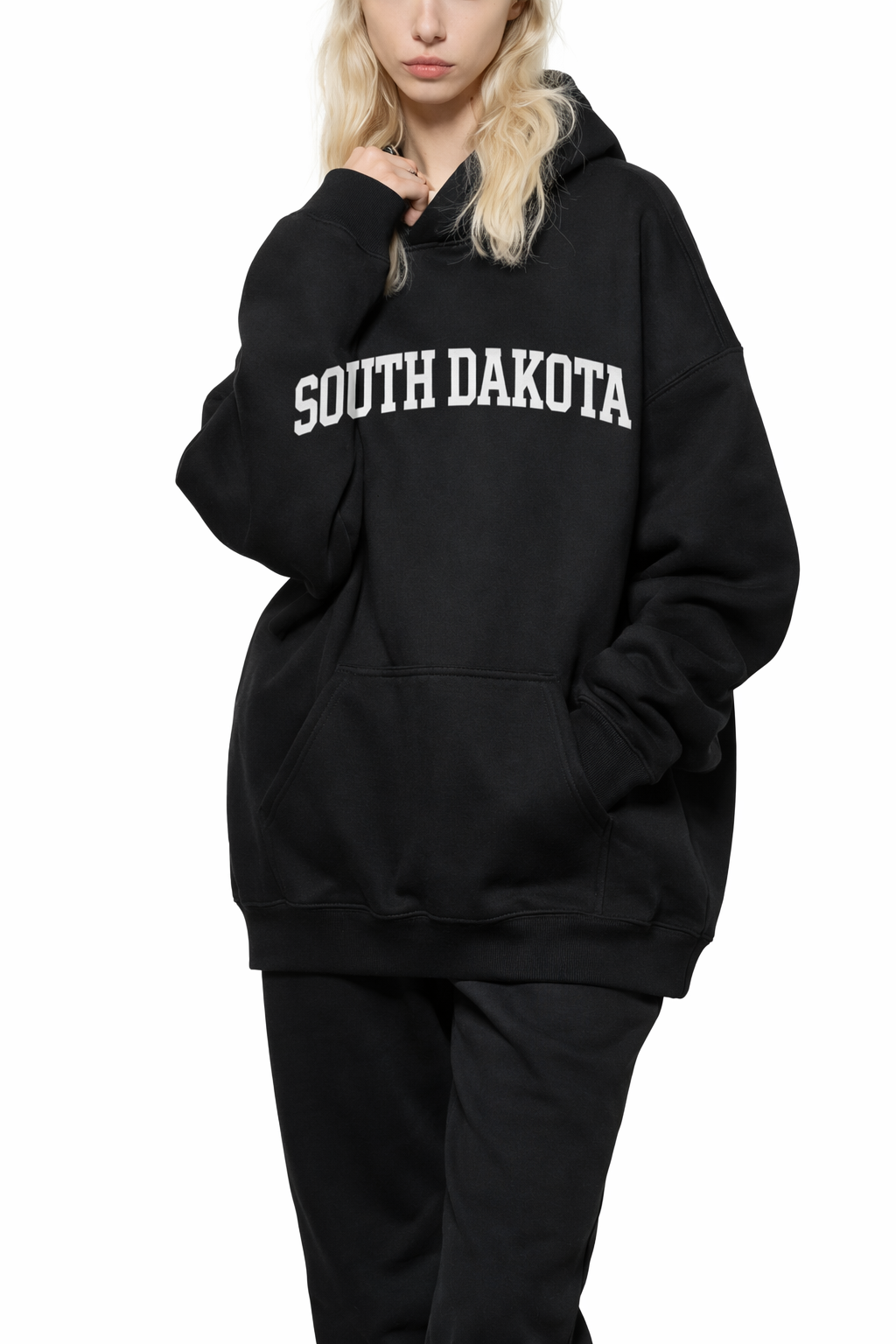 South Dakota State Pride Hoodie in Black / White — lifestyle 2