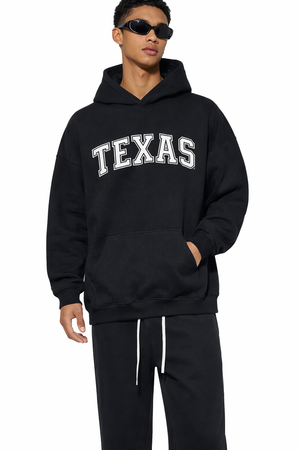 Texas State Pride Hoodie in Black / White — lifestyle 1