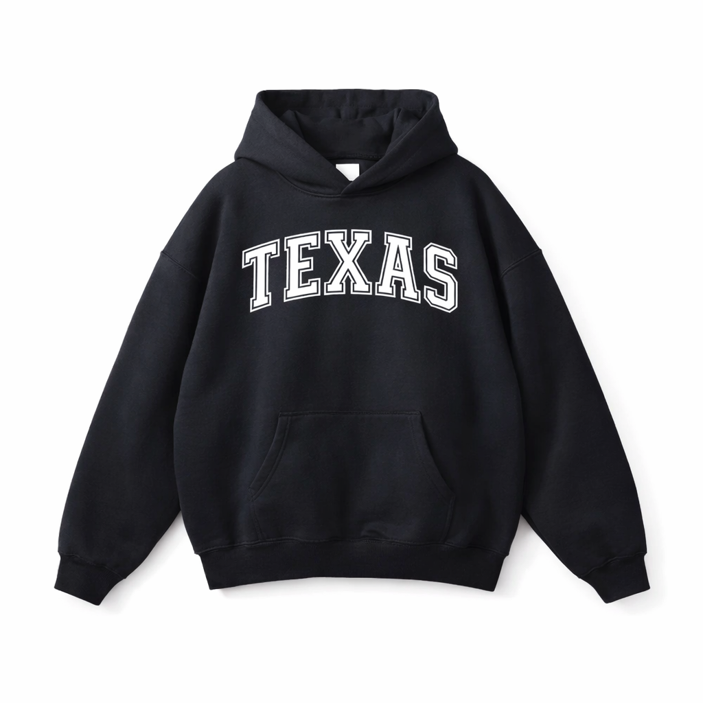 Texas State Pride Hoodie in Black / White