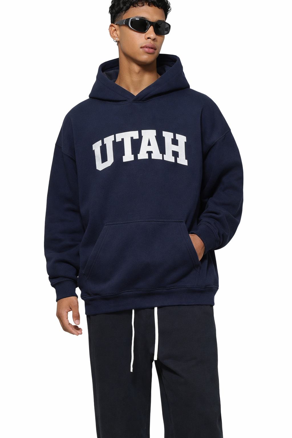 Utah State Pride Hoodie in Black / White — lifestyle 1