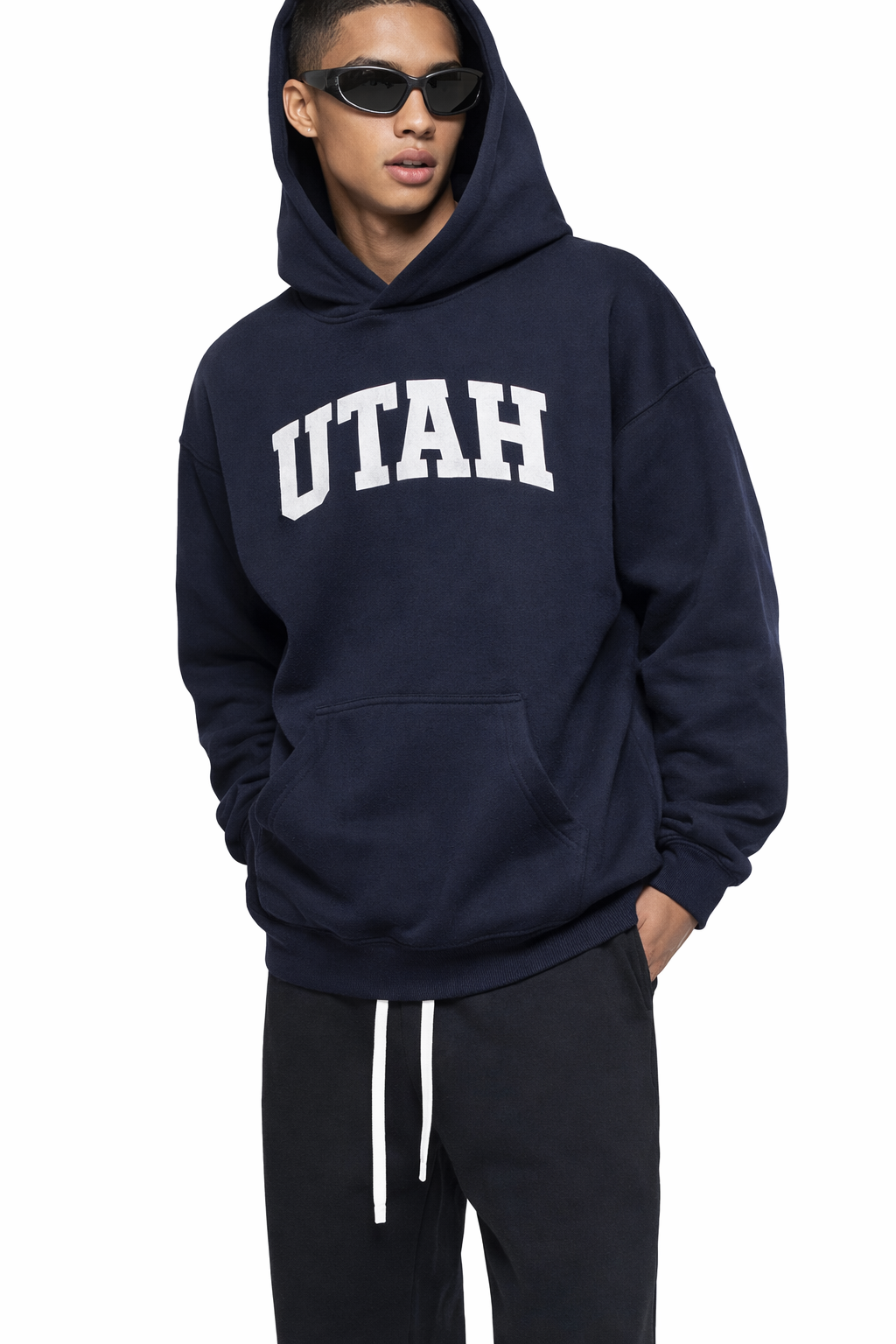 Utah State Pride Hoodie in Black / White — lifestyle 2