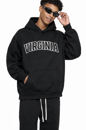 Virginia State Pride Hoodie in Black / White — lifestyle 1