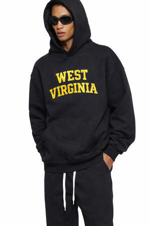West Virginia State Pride Hoodie in Black / Gold — lifestyle 2