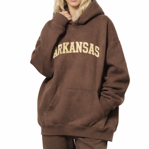 Arkansas State Pride Hoodie in Brown / Cream — lifestyle 2