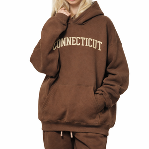 Connecticut State Pride Hoodie in Brown / Cream — lifestyle 2