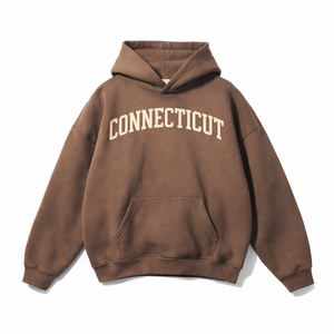 Connecticut State Pride Hoodie in Brown / Cream