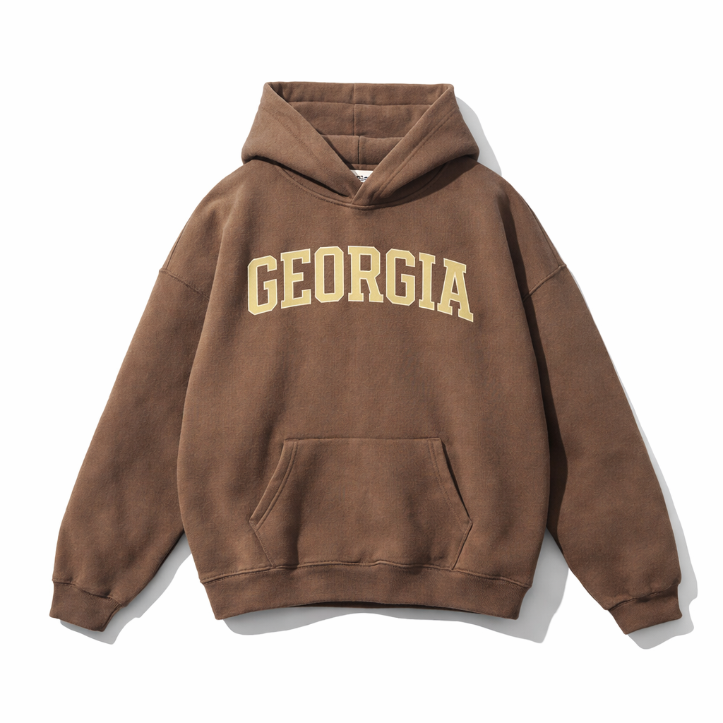 Georgia State Pride Hoodie in Brown / Cream