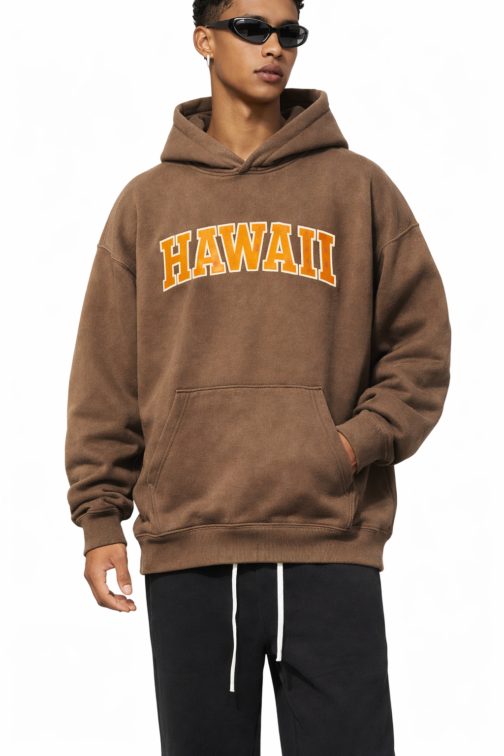 Hawaii State Pride Hoodie in Brown / Cream — lifestyle 1