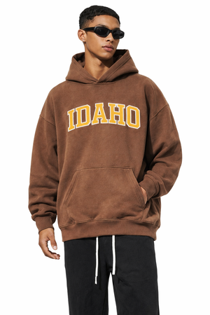 Idaho State Pride Hoodie in Brown / Cream — lifestyle 1
