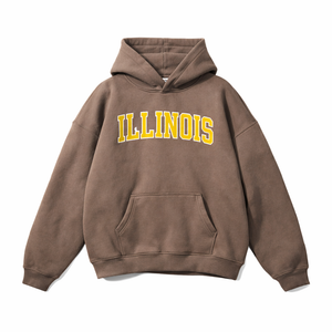 Illinois State Pride Hoodie in Brown / Gold