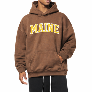 Maine State Pride Hoodie in Brown / Cream — lifestyle 1